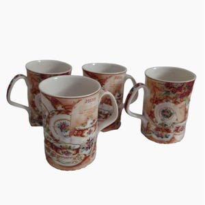 Vintage Royal Albert Lady Carlyle Mugs, Set of 4, Fine China, Afternoon Tea, Tea Cups, Tea Party Decor, English China