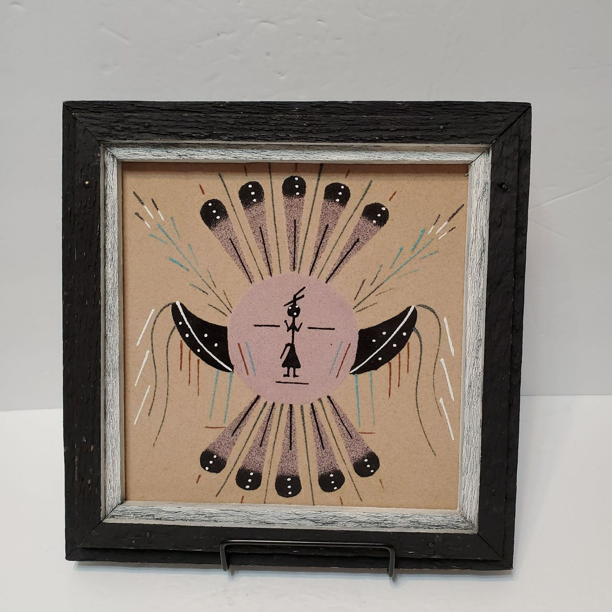 Vintage Navajo Sand Painting, Native American Indian, Folk Art 