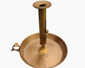 Primitiv antik mässingsljusstake justerbar ljusstake med handtag 30 cm