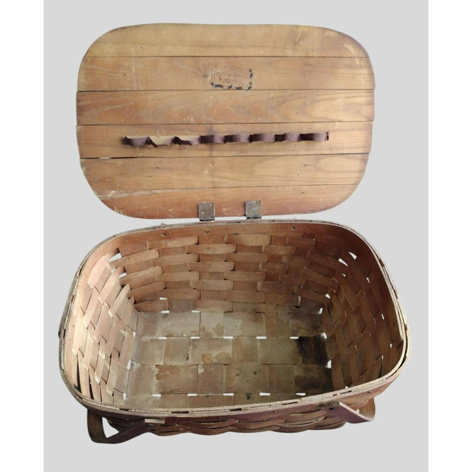 Jerywil製、ヴィンテージピクニックバスケット Wov-N-Wood、1940年代 