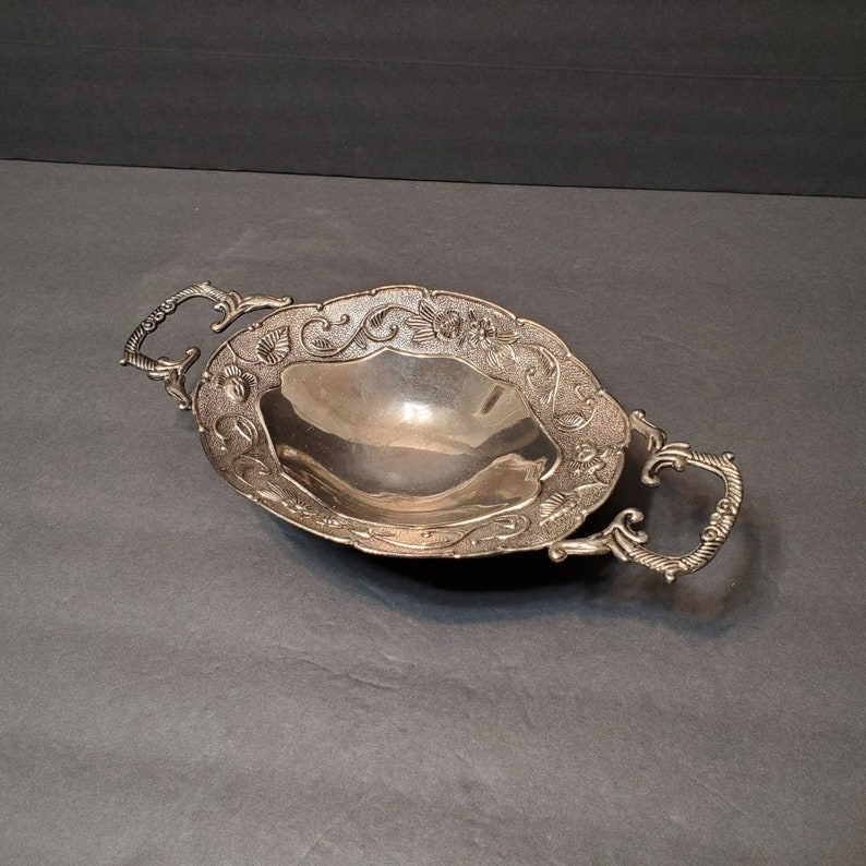 Vintage Godinger Silver Plated Candy Dish, Fruit Dish, Nut Dish, Footed Candy Dish, Silver Dish with Handles, Godinger, Silver Candy Dish Bild 1