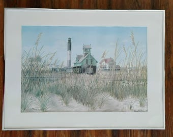 Roland Williams Limited Edition Cape Fear Leuchtturm Gerahmter Druck 20/1000 Signiert 24x18 Zoll