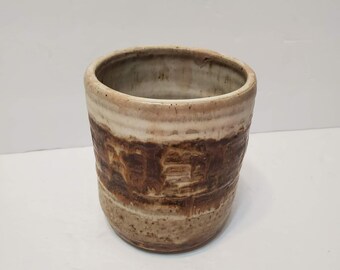 Hand Crafted Studio Pottery Planter, Signed Art Pottery, Handmade Plant Pot, Brown Stoneware Pot, Handmade Planter, Studio Pottery Pot