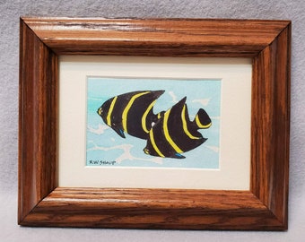 R.W. Shoup Original Painting "French Angel Fish", Framed and Signed, Vintage Art