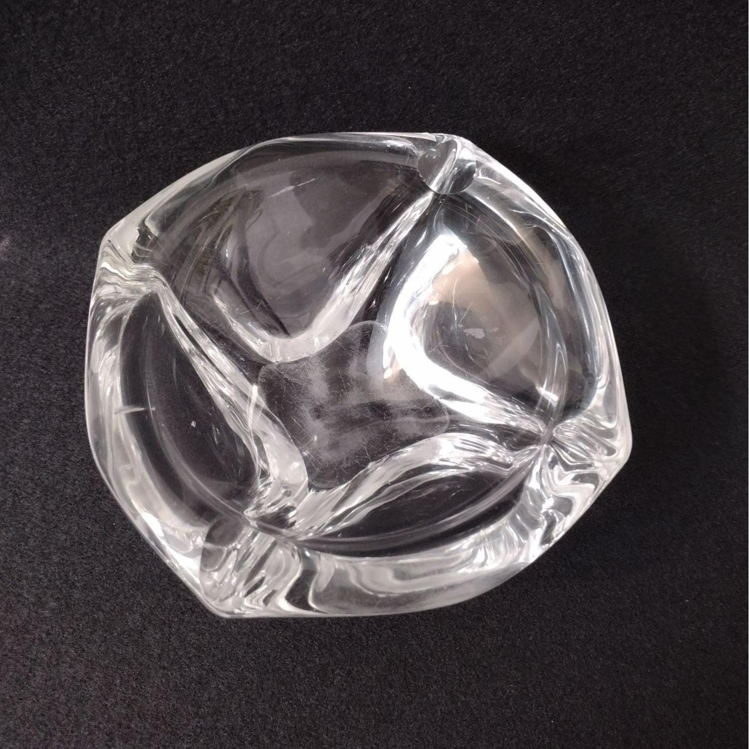 Vintage Daum France Crystal Ashtray, Etch Marked, Art Glass Bowl