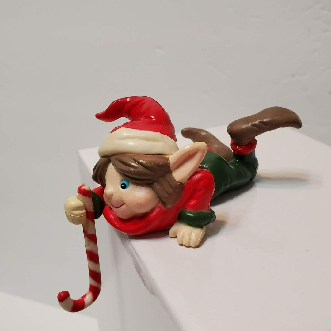 Vintage Elf Stocking Holder, Christmas Decor, Elf Shelf Sitter