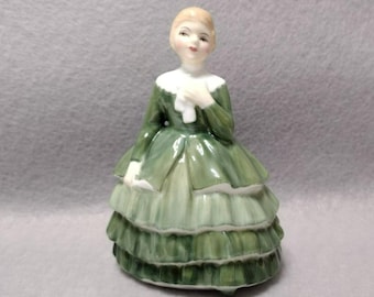 Vintage Royal Doulton Figurine, Belle HN2340, Green Dress 5", 1960s, Fine Bone China, Collectible, Hand-Painted, Victorian Figurine