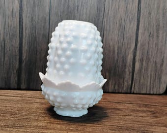Lampe féerique Fenton vintage, bougeoir 2 pièces en verre blanc laiteux