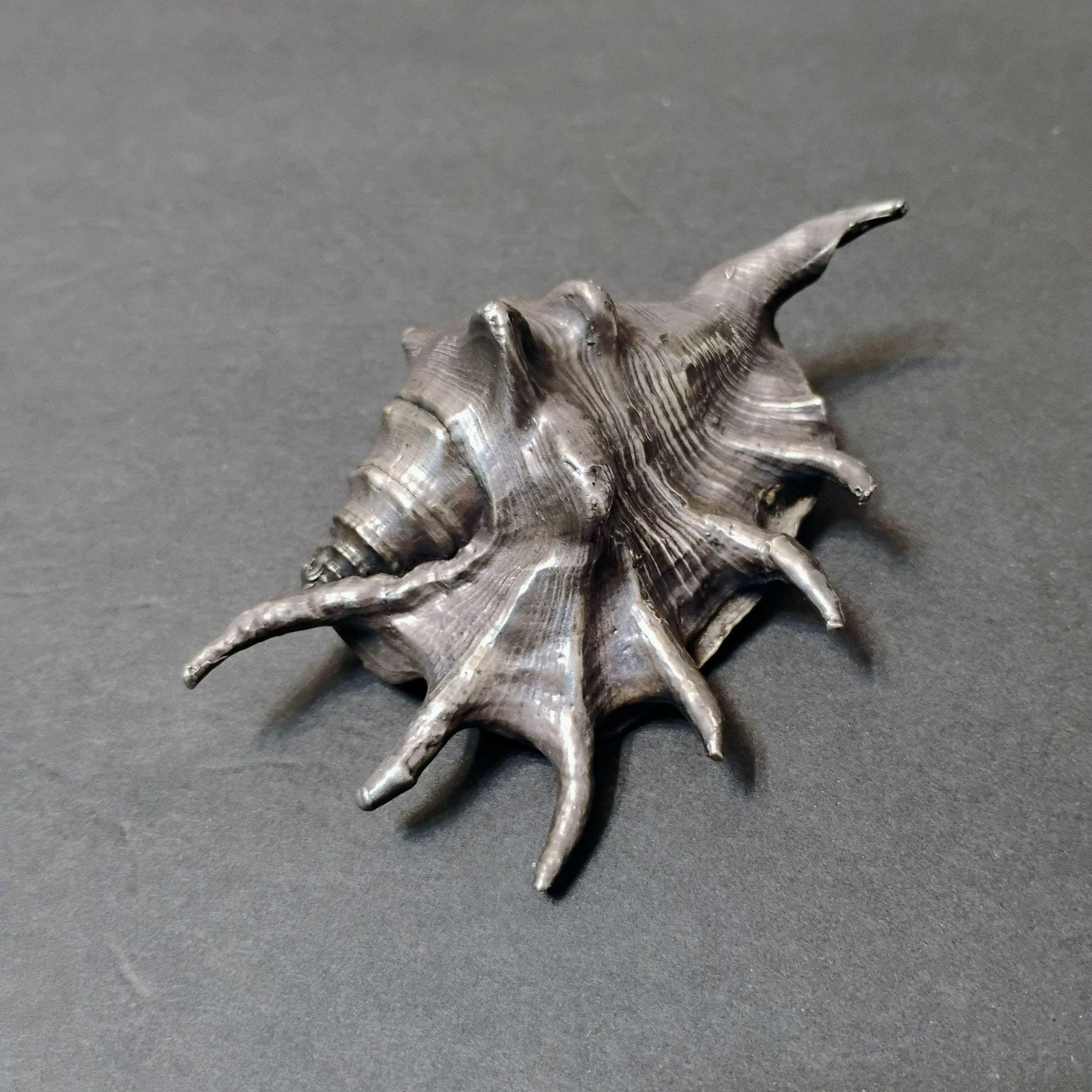 Solid Sterling Silver Sea Shell Sculpture, Spider Conch, Silver Paperweight, 3 Oz, 925 Silver, Coastal Decor, Beachy Gift, Conch Figurine