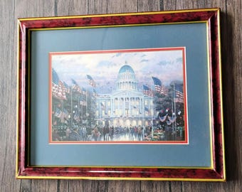 Thomas Kinkade Flags Over the Capitol Framed 11x14 Matted Print with COA
