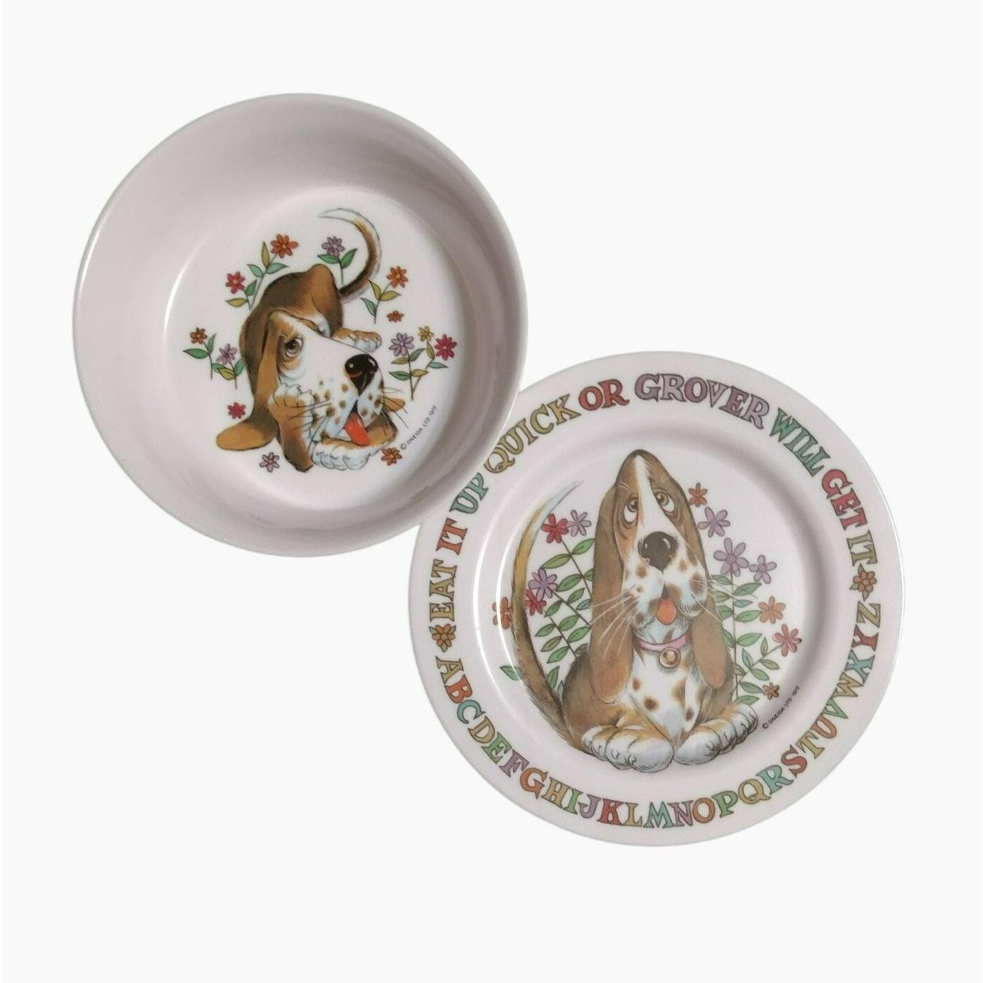 Vintage 1972 Oneida Deluxe Grover Hound Dog ABC Melamine Bowl