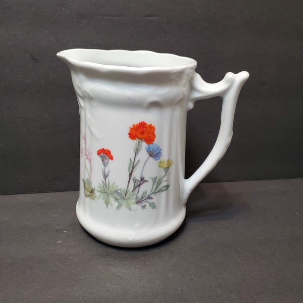 Philippe Deshoulieres, Porcelain Pitcher, Floral, Lourioux France, Porcelain Vase, Louis Lourioux, Wild Flower, Vintage Pitcher