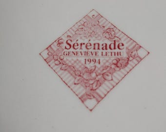 Rare 1994 Genevieve Lethu Serenade Plate, Floral Dinner Plate