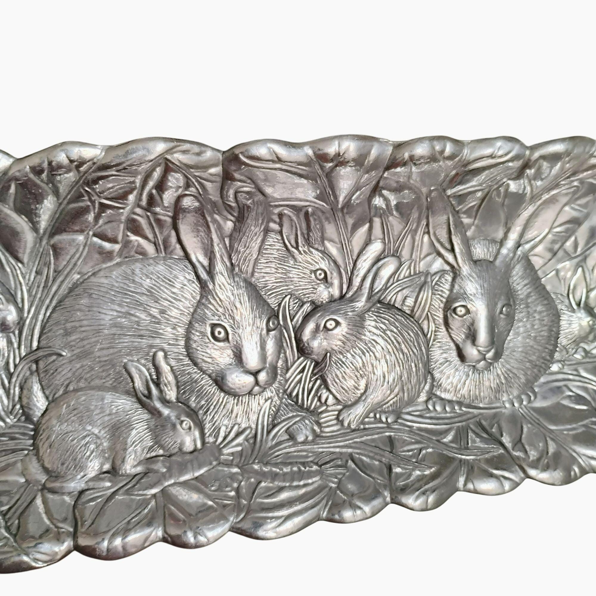 Arthur Court Bunny Rabbit Long Platter, Easter Tray, Embossed Pictoral ...