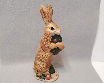 Figura de conejo de Walnut Ridge Collectibles, vintage, década de 1990, primitiva, arte popular, conejo de Pascua, figura de conejo, conejo de tiza
