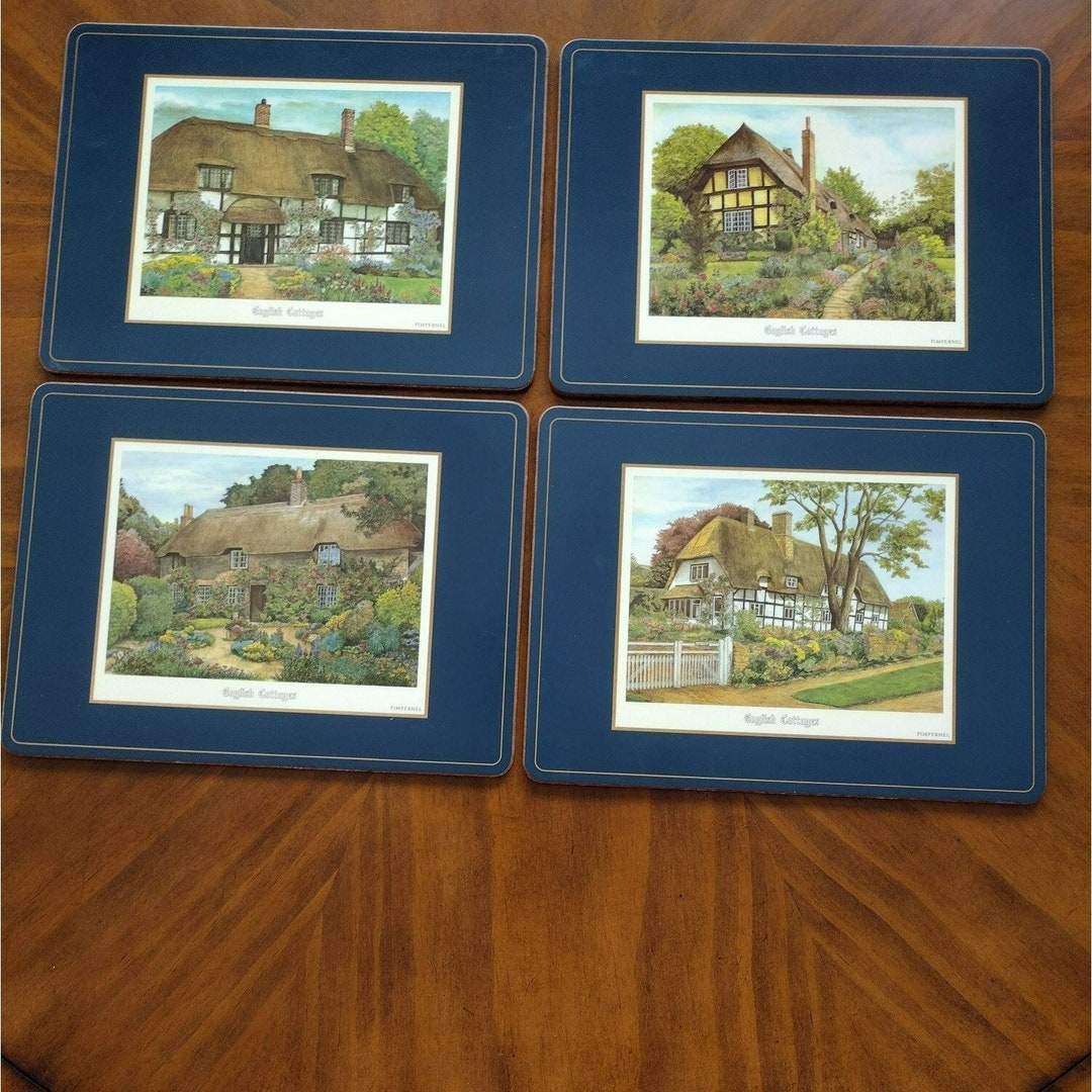 Vintage Pimpernel Placemats, Set of 4, English Cottages, Mid Century