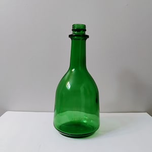 Vintage Green Glass Bottle, 1960s Gallo 12&quot; Wine Decanter MCM Bar Decor, Mid Century Retro