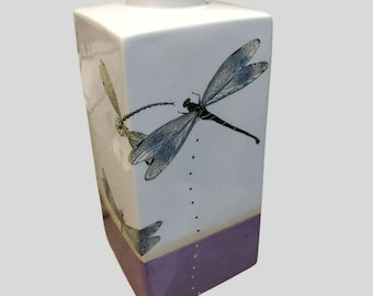 Fabienne Jouvin Paris Jar Vase, 14" vintage keramische libelle design Frans, vintage jaren 90 decor, grote vloervaas, Cottagecore