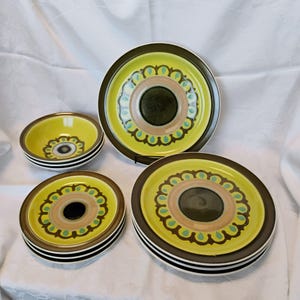 Servizio da tavola Electra Casual Ceram Ondine Stoneware anni '70, piatti e ciotole MCM Retro