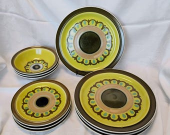 Servizio da tavola Electra Casual Ceram Ondine Stoneware anni '70, piatti e ciotole MCM Retro