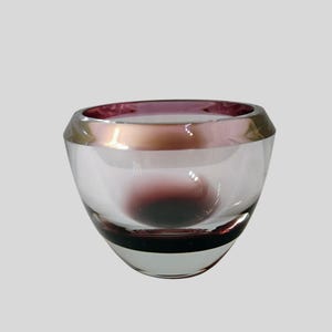 Vintage Art Glass Bowl, Amethyst Purple Sommerso, Luster Rim, 5 inch Dish, Heavy, Studio Glass, Candy Dish
