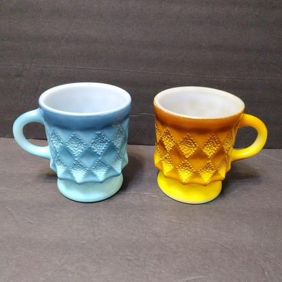 Vintage Fire King Anchor Hocking Coffee Mugs, Set of 2, Blue
