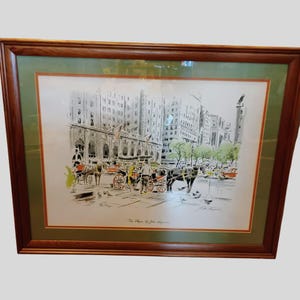 Original John Haymson Lithograph Art Print, the Plaza, 1950s New
