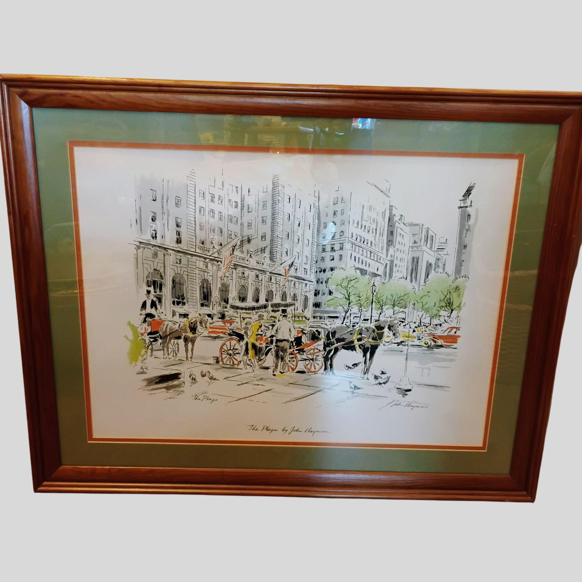 Original John Haymson Lithograph Art Print, the Plaza, 1950s New