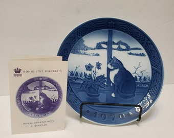 ヴィンテージ 1970 ロイヤルコペンハーゲン クリスマスローズと猫の