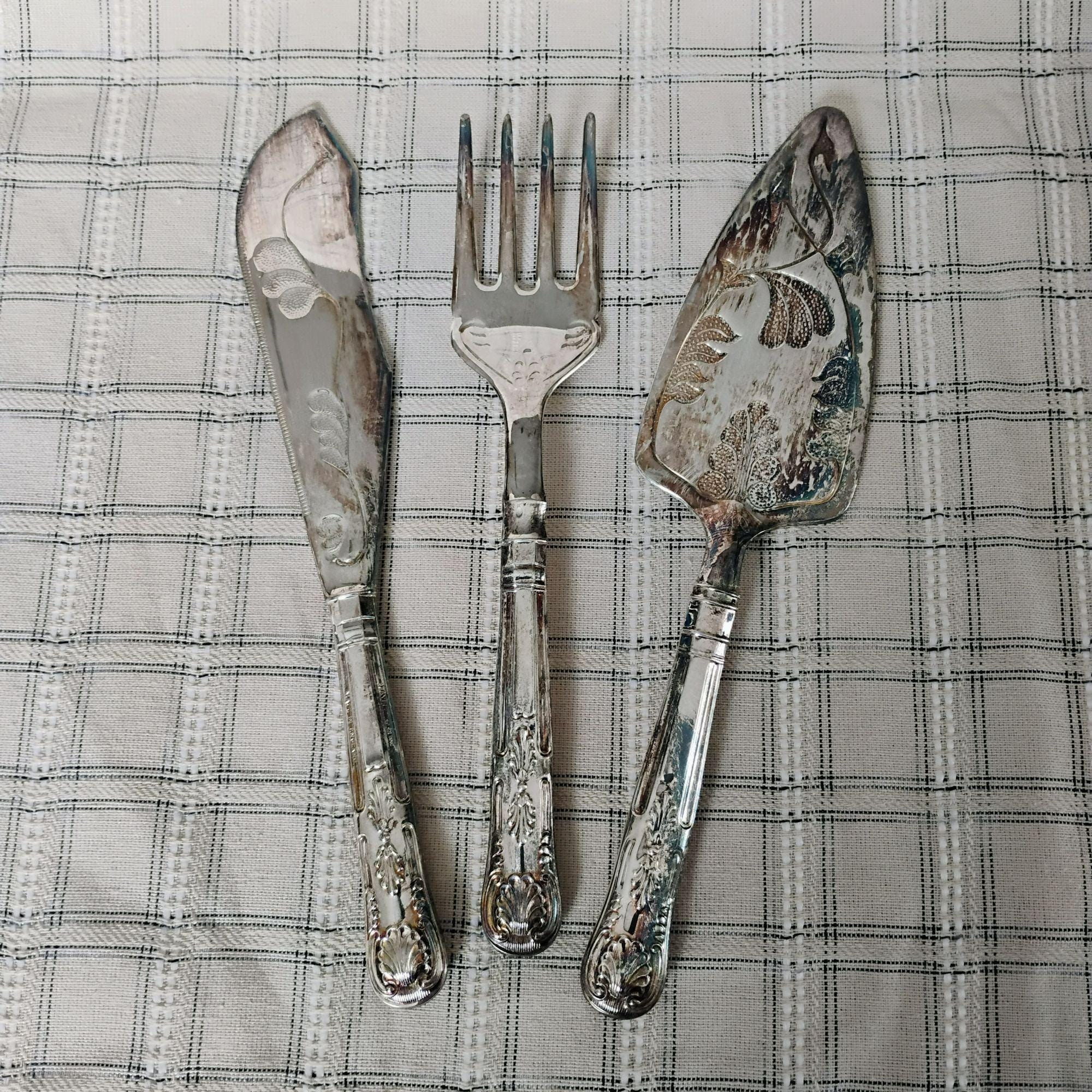 Antique Silver Fish Knives and Forks - Etsy