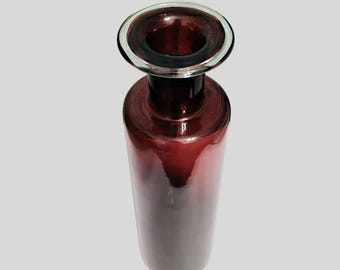 Hand Blown Purple Glass Vase, Large Modern Vase, Flat Top, Amethyst Glass, 16 inch Vase, Flared Rim, Scandinavian Design, Art Glass Vase