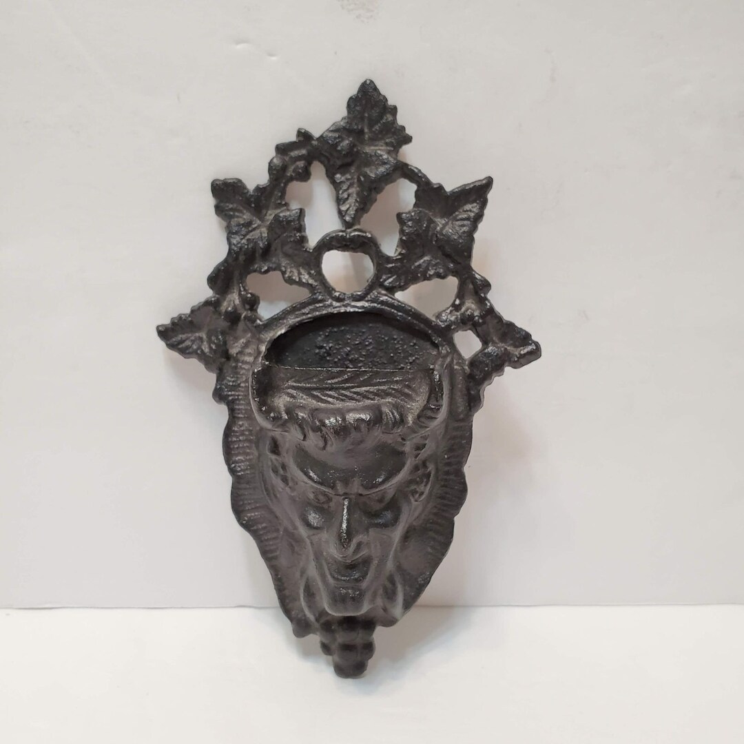 Vintage COZZI Cast Iron Devil Match Holder, Bacchus Figure, Beelzebub
