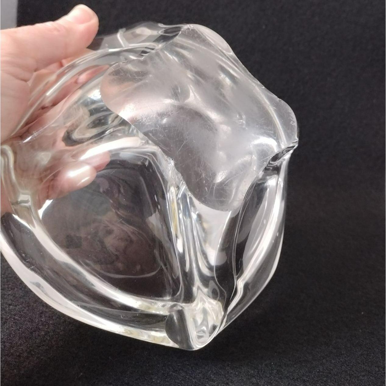 Vintage Daum France Crystal Ashtray, Etch Marked, Art Glass Bowl