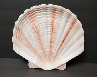 Vintage Shell Shaped Serving Platter, Ceramic Scallop Shell Dish, Lotus, 1991, Shell Platter, Scallop Platter, Shell Dish