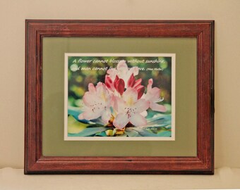 This Beautiful picture is double matted and 11 x 14 framed ready to hang. Eight by ten roses photograph with Mothers memorial Quotation