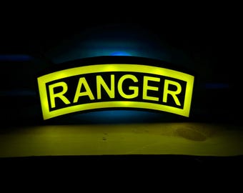US Army Ranger Tab Light box - Desk Decor - Wall Hanging Light - 3d printed light box