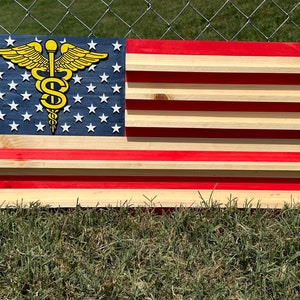 Military Coin Rack- Wooden American Flag With Military Branch insignia- Military PCS - Military Retirement Gift 30in by 18in