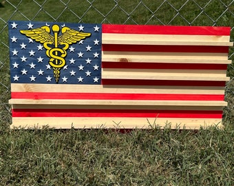 Military Coin Rack- Wooden American Flag With Military Branch insignia- Military PCS - Military Retirement Gift 30in by 18in