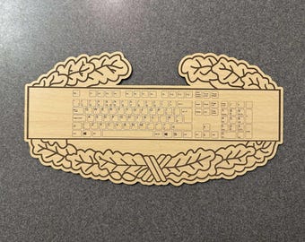 Keyboard Warrior Birch Wood Wall Hanging: Funny Military Badge