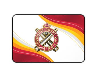 US Army Ordnance Desk Mat: Veteran Gift, Non-Slip Neoprene