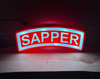 US Army Sapper Tab Light box - Desk Decor - Wall Hanging Light - 3d printed light box