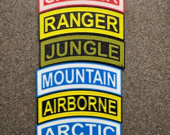 Army Military Tabs -Decor or Award add ons - Ranger, Sapper, Jungle, Arctic, Airborne, Mountain
