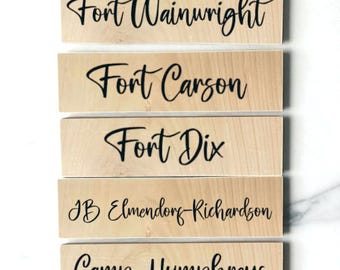 Custom Military Duty Station Sign: Solid Wood Family Wall Hanging
