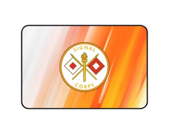 Vibrant Signal Corps Desk Mat, Gamer Mouse Pad, Office Decor, Military Gift, Custom Workspace Accessory