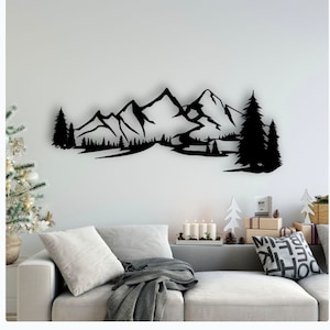 Mountain Metal Wall Art Nature And Forest Decoration Farmhouse Decor Above Bed Decor Lake Decor Large Wall Art Wall Hanging