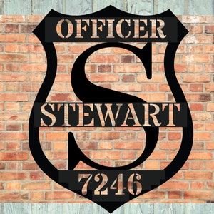 Personalized Police Sign, Metal Wall Art, Police Officer Gifts, Police Gifts, Metal Sign Police Badge, Fathers Day Gift, Back the Blue