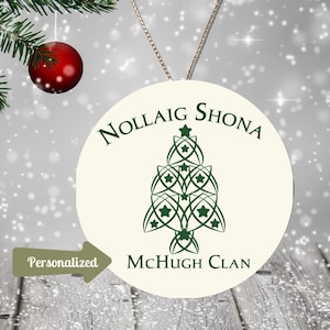 Personalized Irish Gaelic Christmas Ornament Nollaig Shona Duit Unique Celtic Ceramic Decoration Ireland Custom Gift