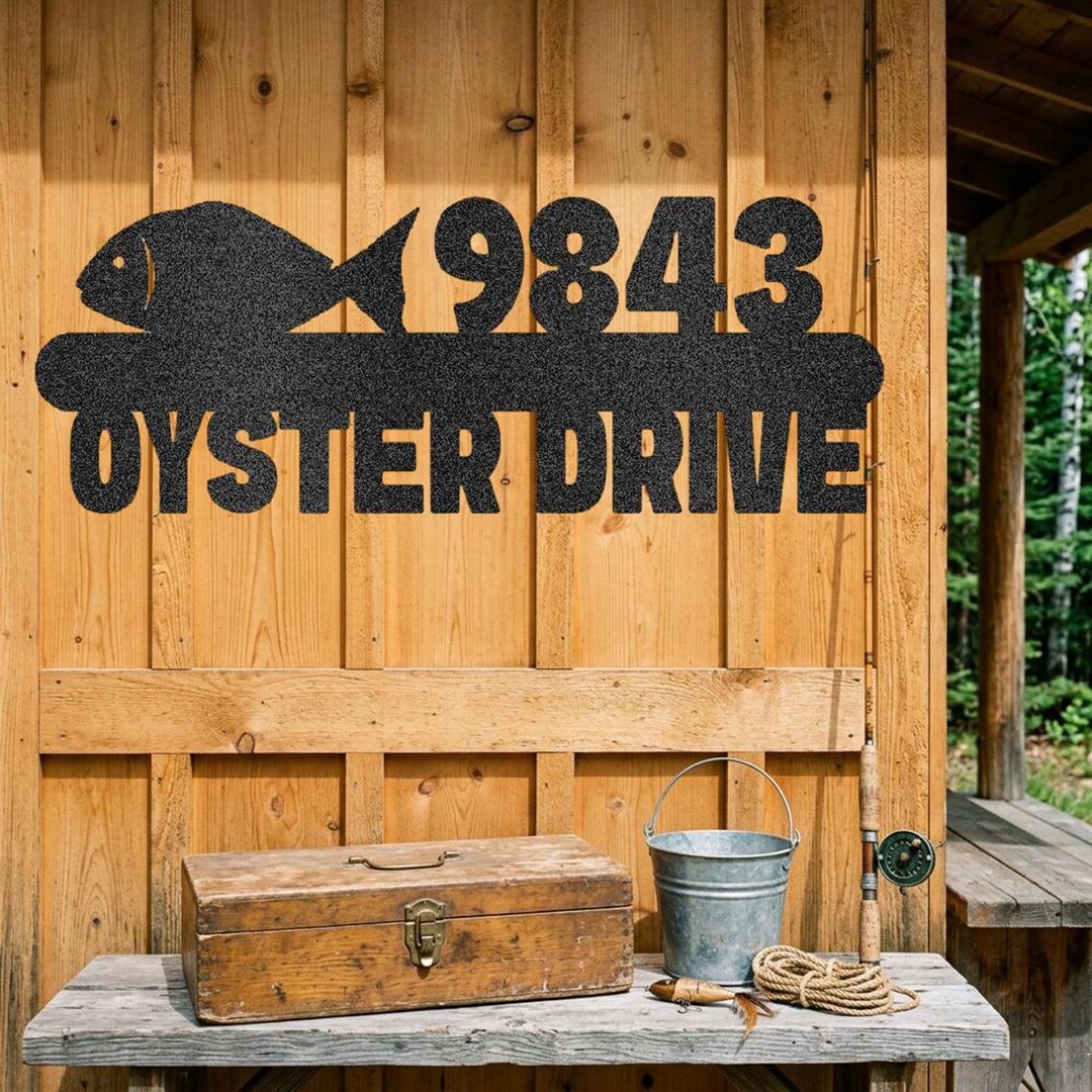 Fish Address Sign, Personalized House Number Street Name Metal Sign ...