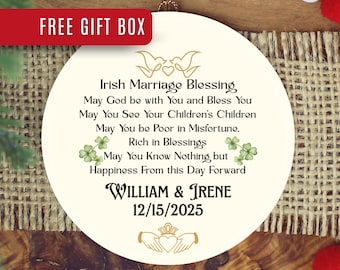 Personalized Irish Blessing Wedding Ornament - Custom Celtic Married Christmas Decoration