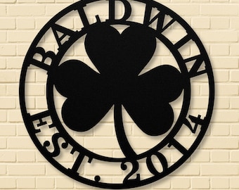Personalized Irish Welcome Sign: Celtic Shamrock Metal Art